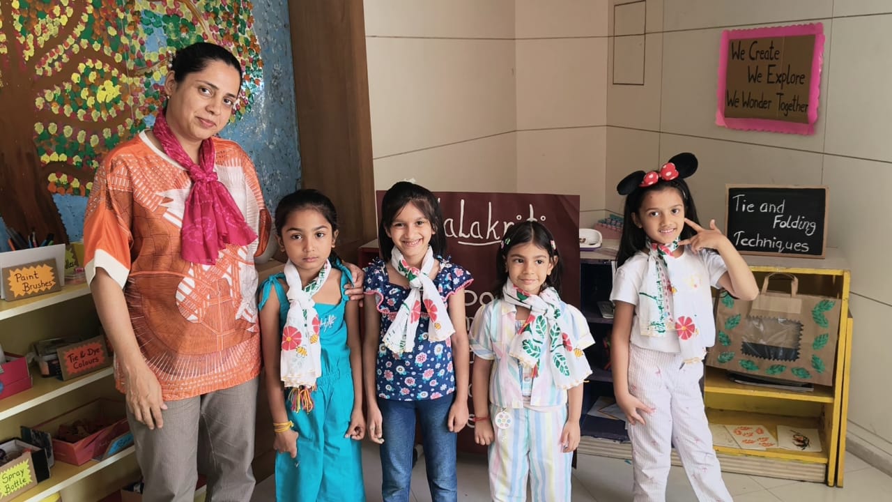 Teacher guiding children in early learning