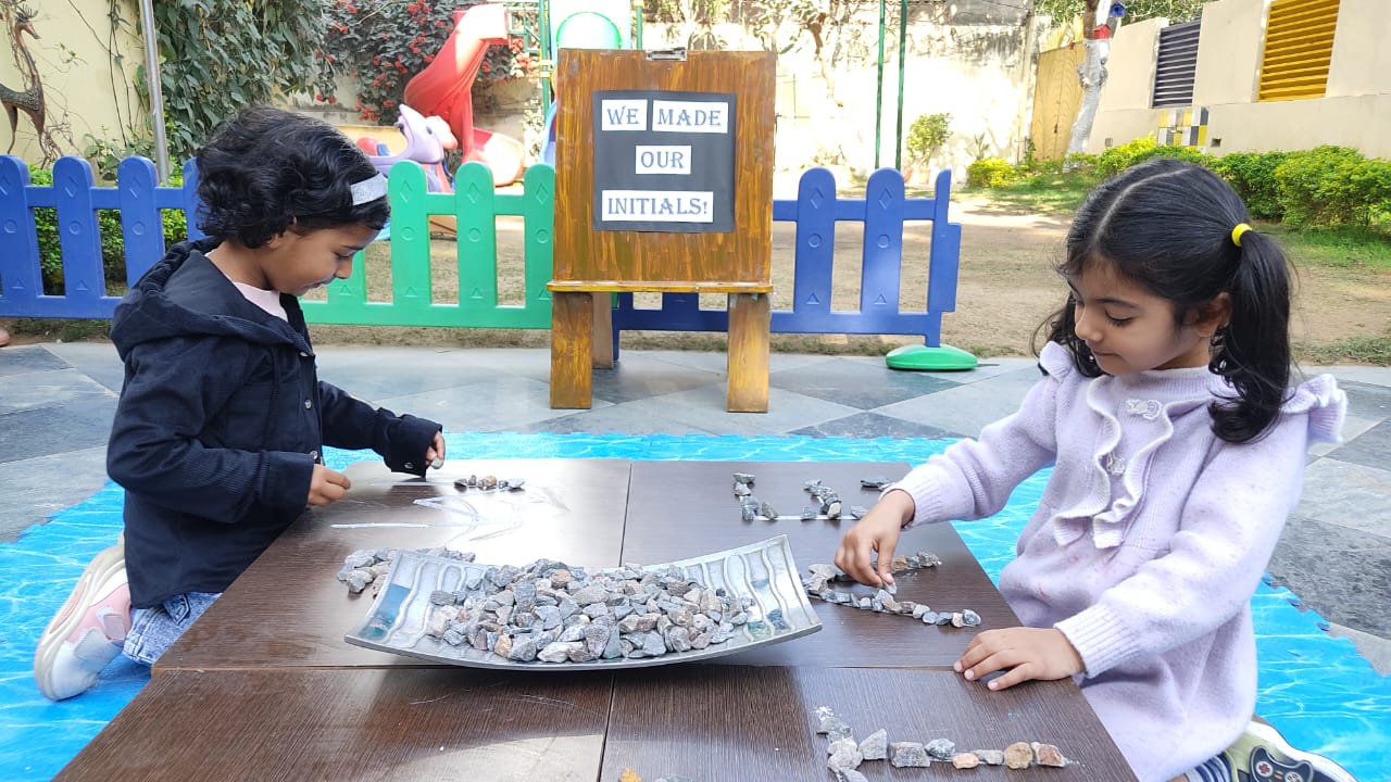 Teacher guiding children in early learning